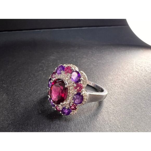 NEW rhodolite garnet and amethyst ring in sterling silver size 7 - Picture 2 of 16